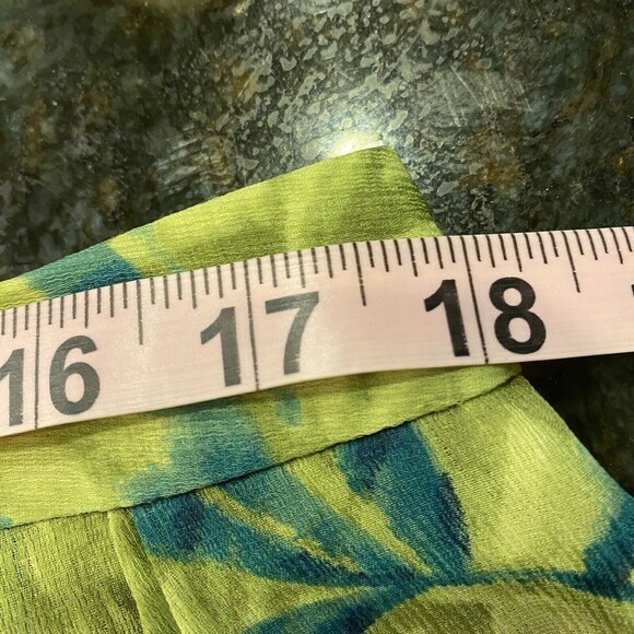 Tropical WRAP Skirt Palm Tree Belted Sash Midi Green/Yellow Size 14 NWT - Picture 6 of 8